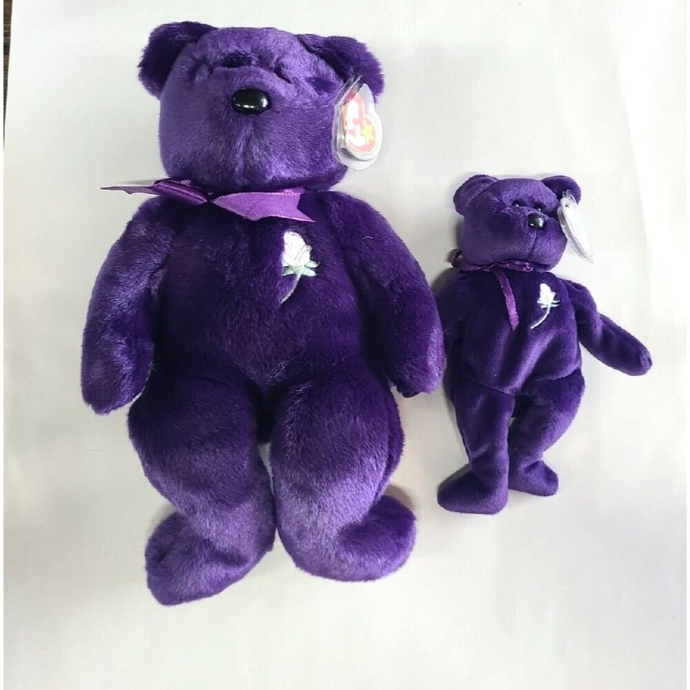 Ty Beanie Baby Princess Diana Bear 1997 Rare and Retired With Princess Buddy